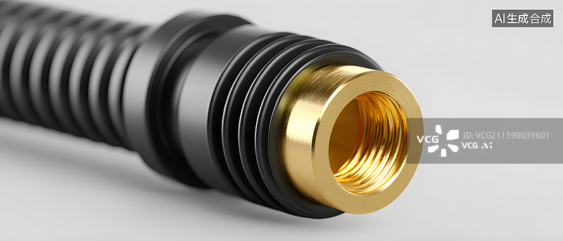 【AI数字艺术】黑色黄铜水管接头特写展示图片素材