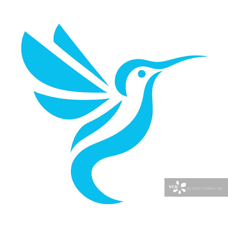 现代蓝色蜂鸟标志极简设计图片素材