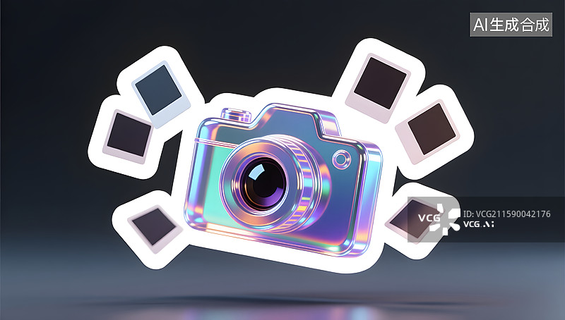 【AI数字艺术】彩色相机的3D插画图片素材