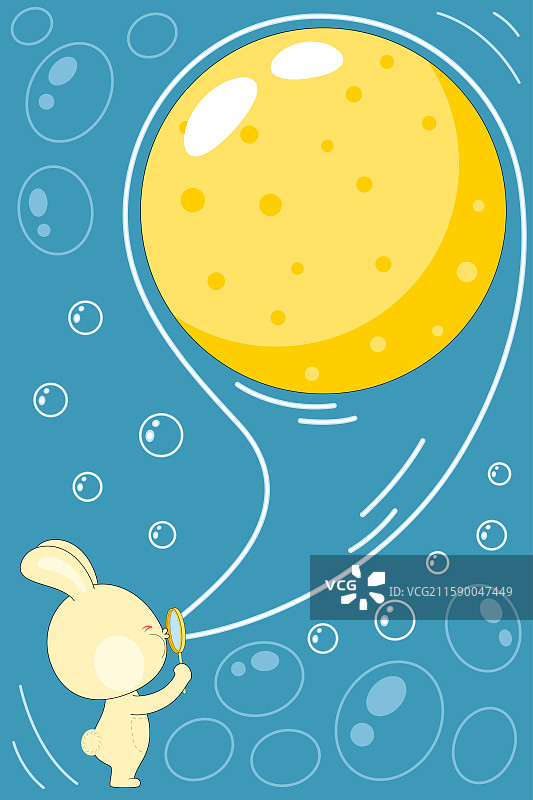 兔子。月亮。【吹泡泡】图片素材