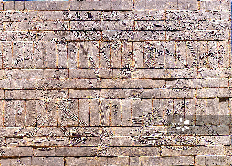 南京博物院藏 镇院之宝 南朝 竹林七贤与荣启期砖画 1960年南京西善桥宫山北麓帝王墓葬出土图片素材