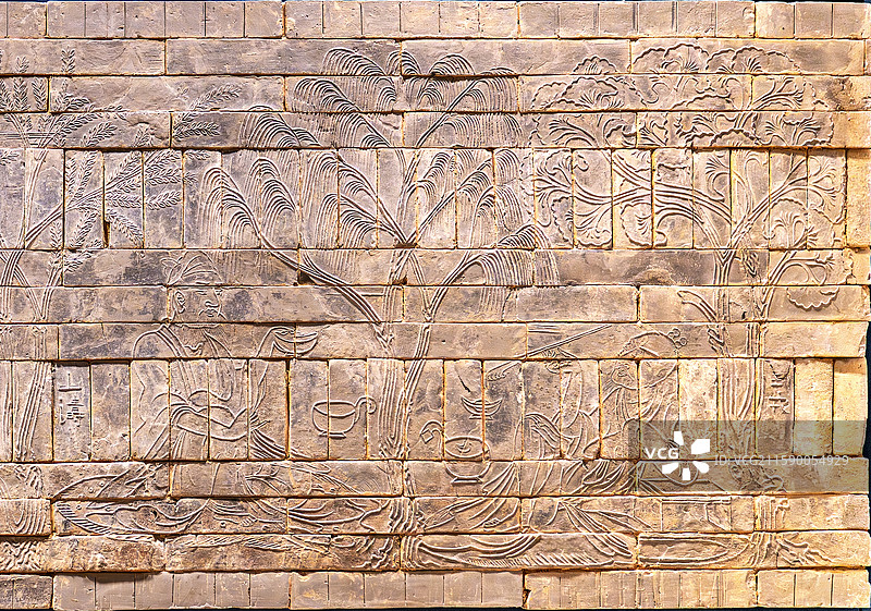 南京博物院藏 镇院之宝 南朝 竹林七贤与荣启期砖画 1960年南京西善桥宫山北麓帝王墓葬出土图片素材