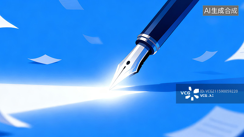 【AI数字艺术】钢笔书写光芒四射图片素材