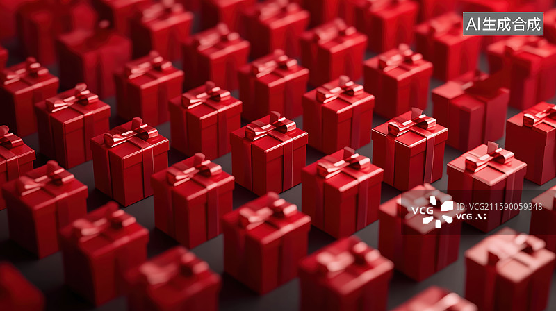 【AI数字艺术】整齐排列的红色礼物盒图片素材