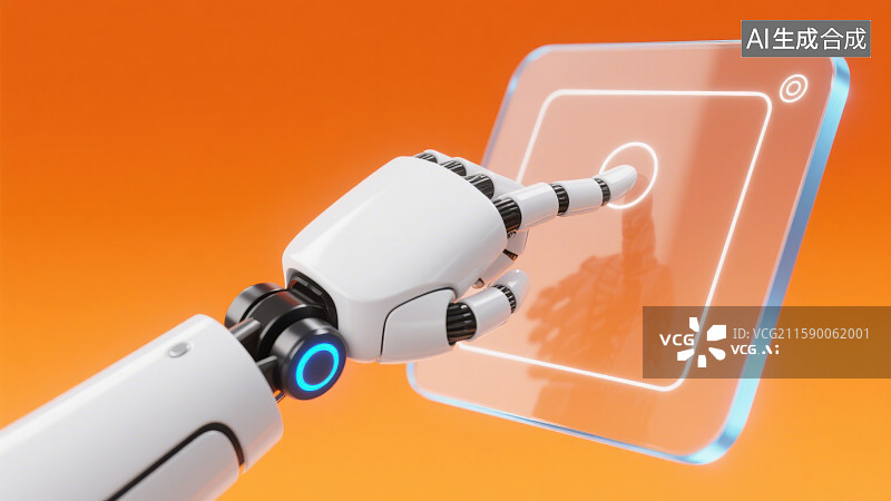 【AI数字艺术】3D三维人工智能机械手手指点击触控面板触摸屏电子科技主题图片素材