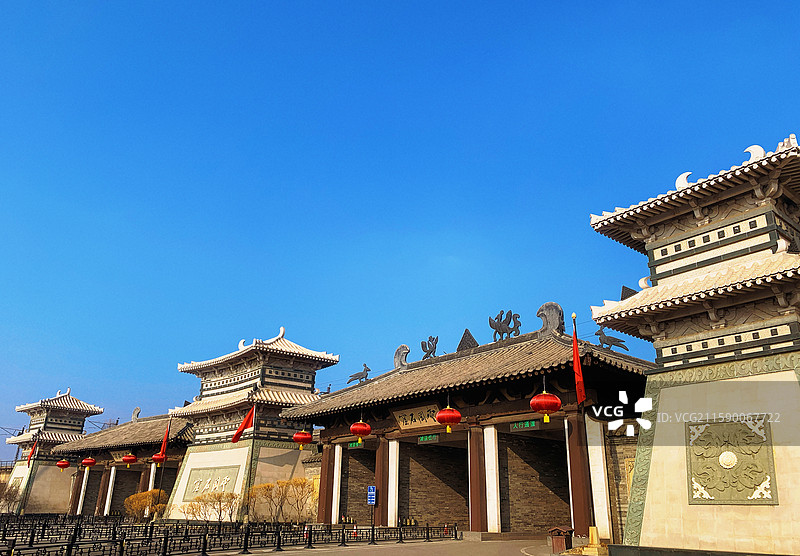 山西大同云冈石窟大门图片素材