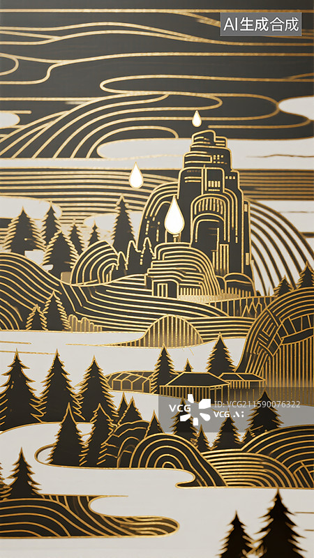 【AI数字艺术】冬日雪景村庄图片素材