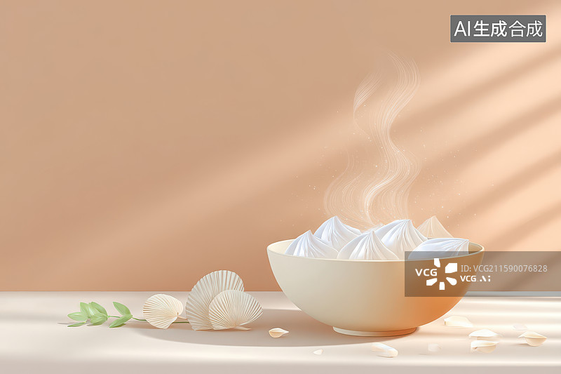 【AI数字艺术】热气馄饨卤蛋餐具美食摄影图图片素材