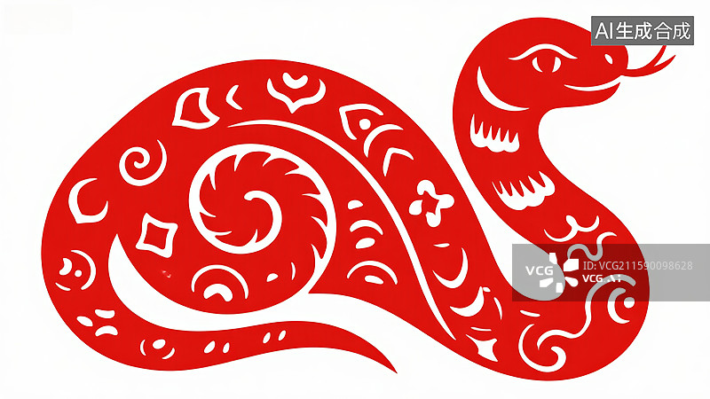 【AI数字艺术】红色蛇形图案图片素材