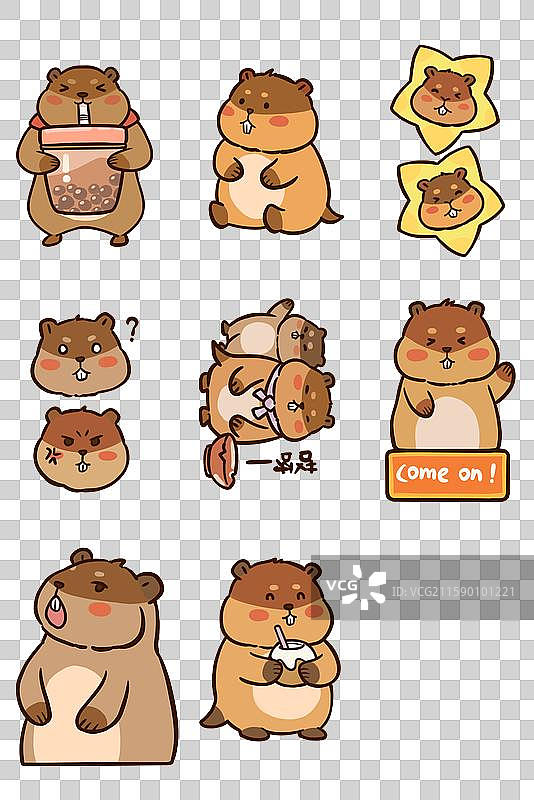 可爱佛系卡皮吧啦水豚土拨鼠创意免抠素材图片素材