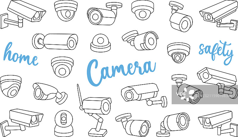 安全摄像头轮廓套件，家庭安全图片素材