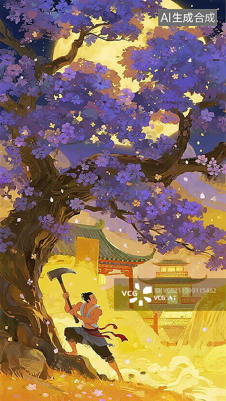 【AI数字艺术】圆月中秋嫦娥奔月图片素材