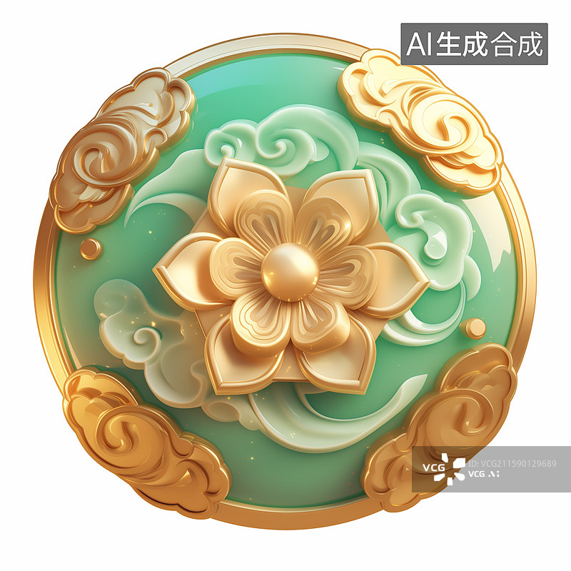 【AI数字艺术】金镶玉奖牌挂件图片素材