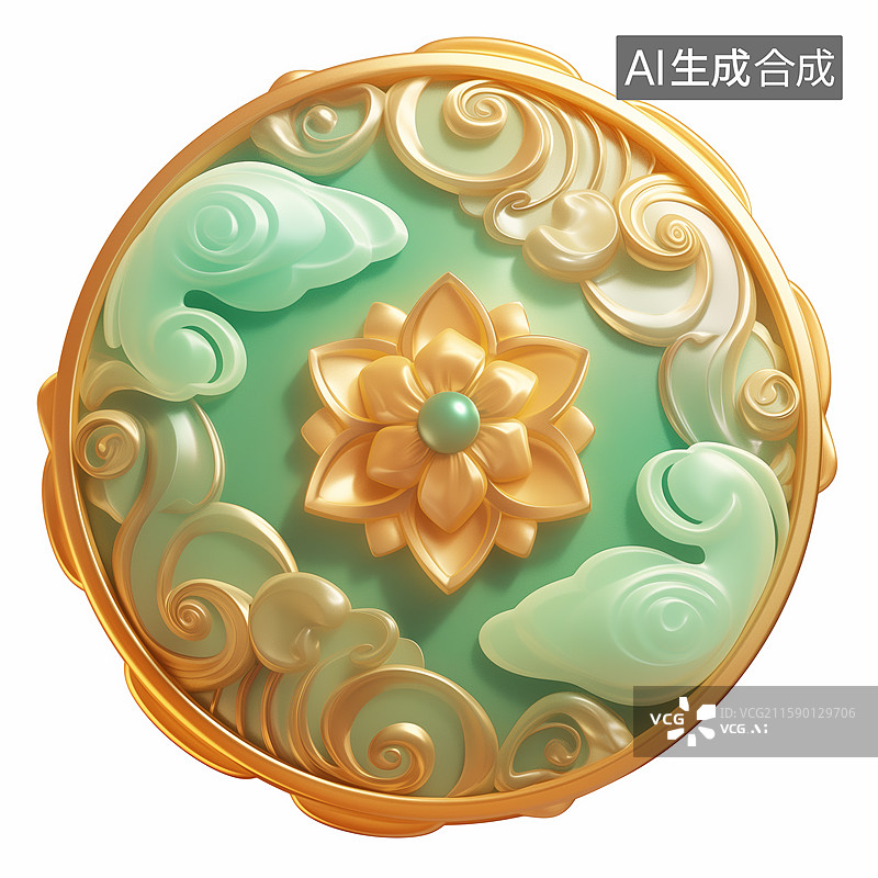 【AI数字艺术】金镶玉奖牌挂件图片素材