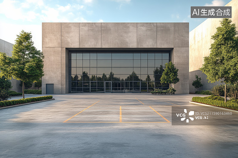 【AI数字艺术】现代工业建筑外观图片素材