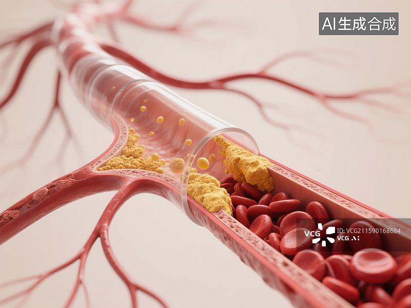【AI数字艺术】动脉血管粥样硬化解剖示意图图片素材