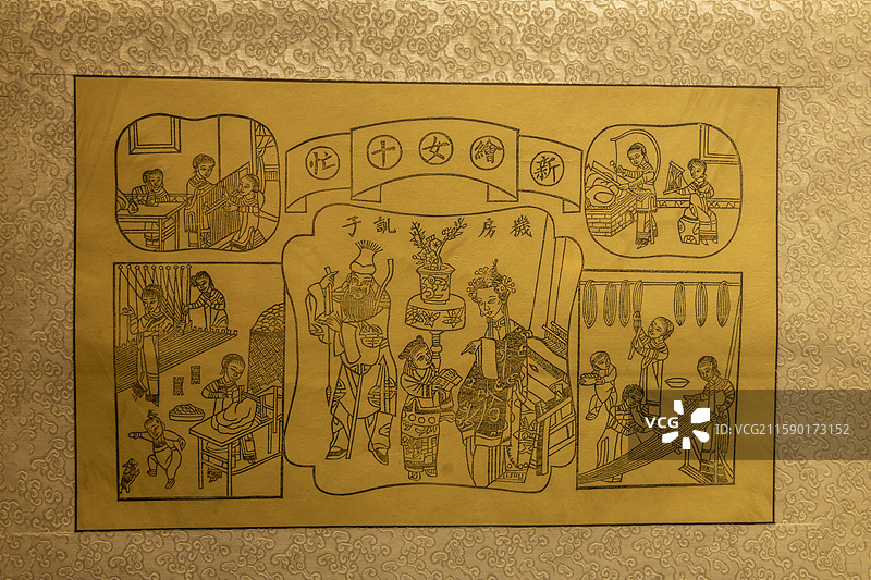 内蒙古呼和浩特市王昭君博物院：新绘女十忙（清版，武强年画博物馆藏）图片素材