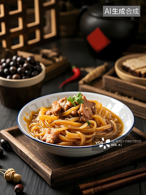 【AI数字艺术】东北猪肉炖粉条美食特写图片素材