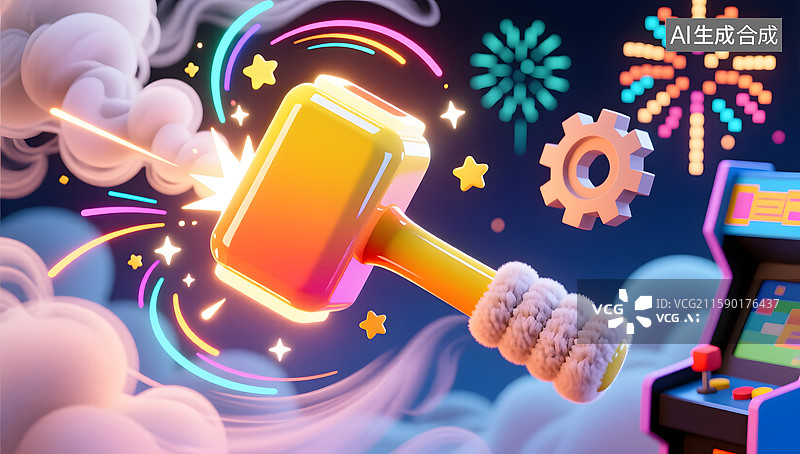 【AI数字艺术】五一劳动节的力量锤子插图图片素材