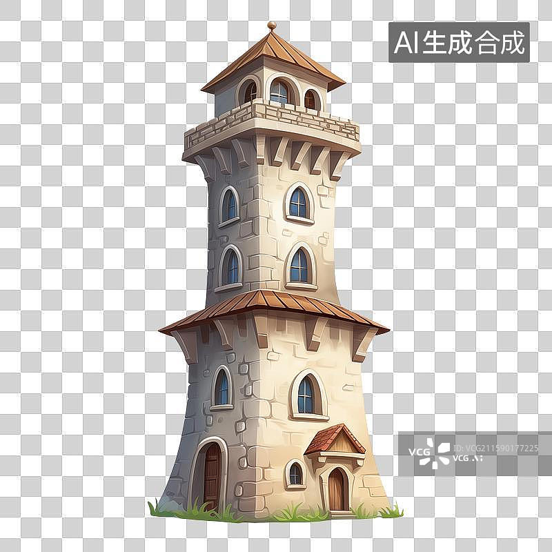 【AI数字艺术】一座古塔3D卡通插画背景图片素材
