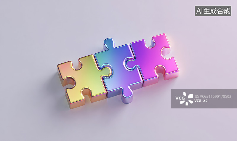 【AI数字艺术】3D拼图块配渐变色彩和金属质感创意抽象商业背景金融科技年度会议玩具益智类游戏多样化设计应用图片素材