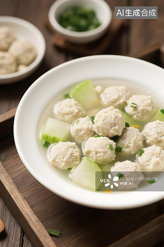 【AI数字艺术】清淡养生的冬瓜丸子汤图片素材