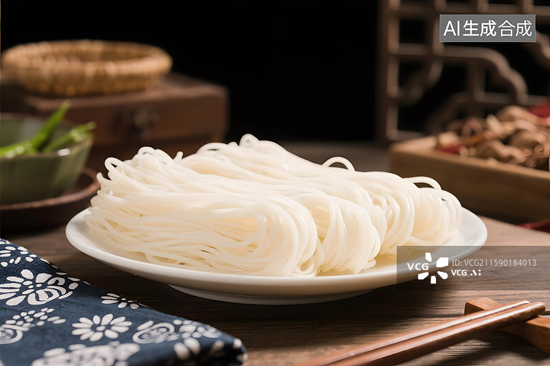 【AI数字艺术】桌子上的干河粉图片素材