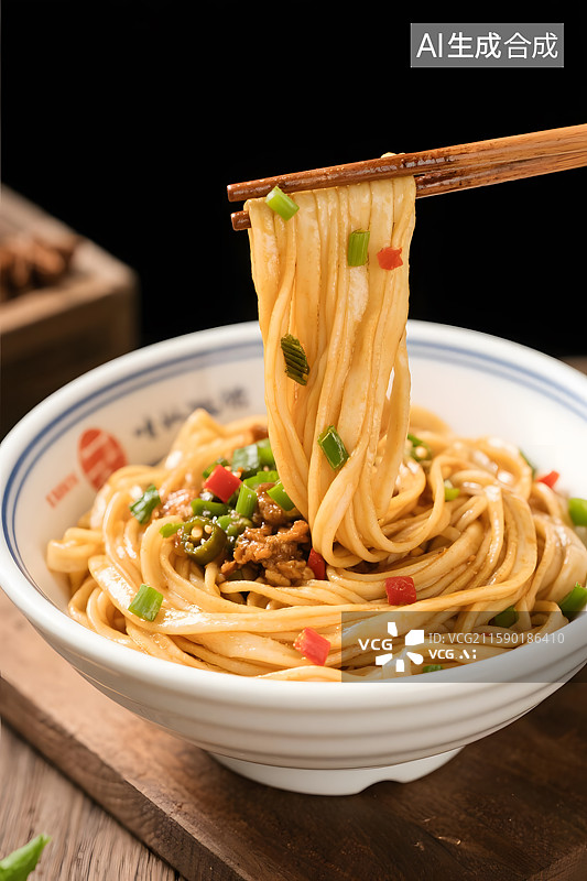 【AI数字艺术】香辣诱人的油泼面图片素材