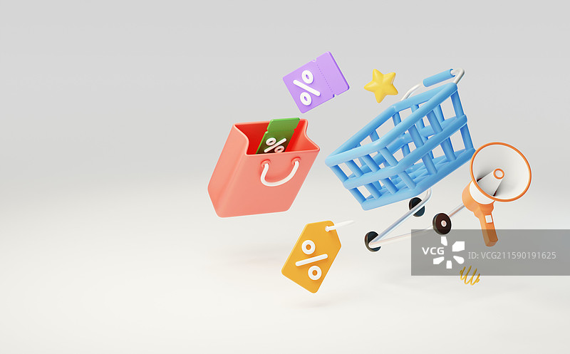 电商促销网购消费购物营销3D图片素材