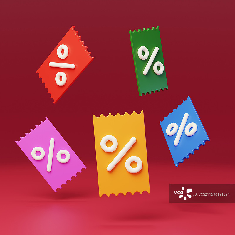 电商优惠促销打折特价优惠券3D图片素材