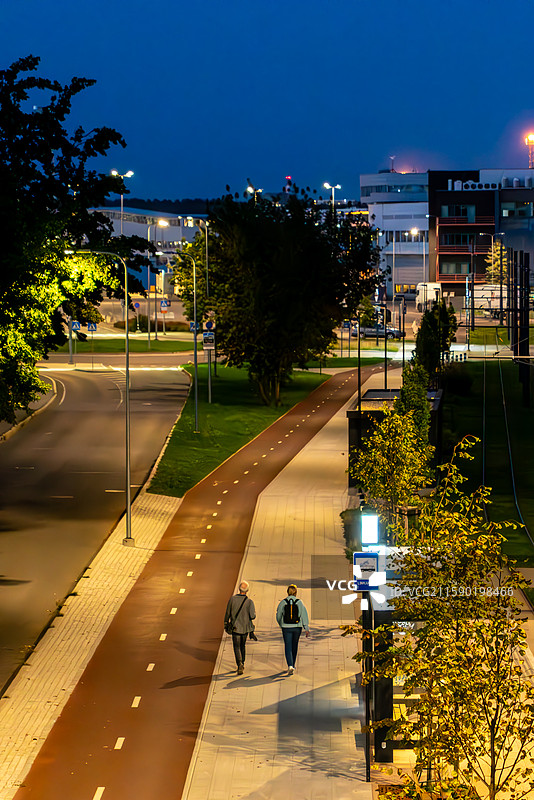 欧洲城市夜景爱沙尼亚塔林 夜景 街景 蓝调 灯光图片素材
