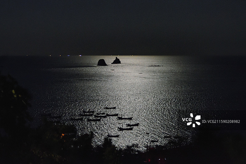 月光下的辽宁庄河海王九岛图片素材