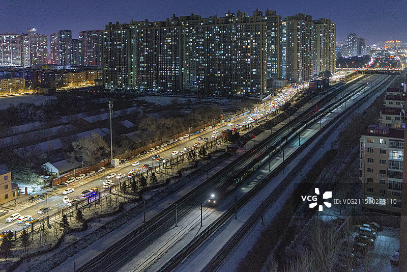 哈尔滨西-北京K340次从哈尔滨客技站出库去哈尔滨西站图片素材