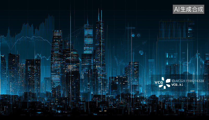 【AI数字艺术】城市夜景图片素材