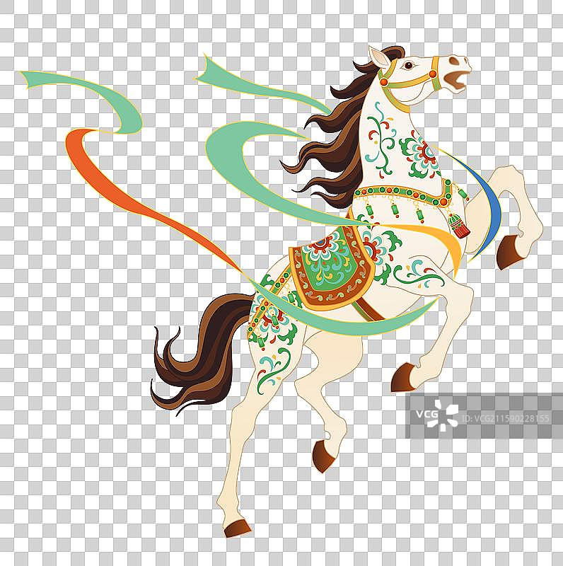 国潮风敦煌十二生肖马年马年大吉万马奔腾马到成功马元素图片素材