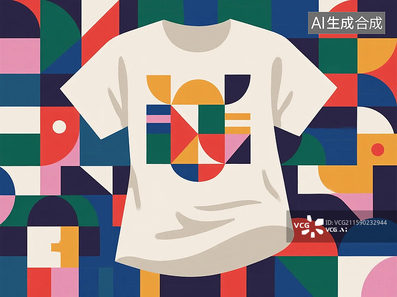 【AI数字艺术】几何图案T恤艺术插画图片素材