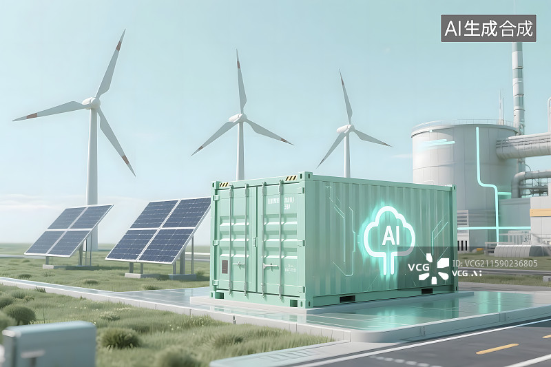 【AI数字艺术】AI时代绿色能源基地图片素材