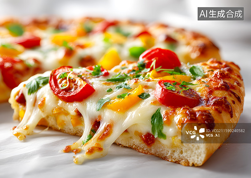【AI数字艺术】一块美味的芝士披萨图片素材