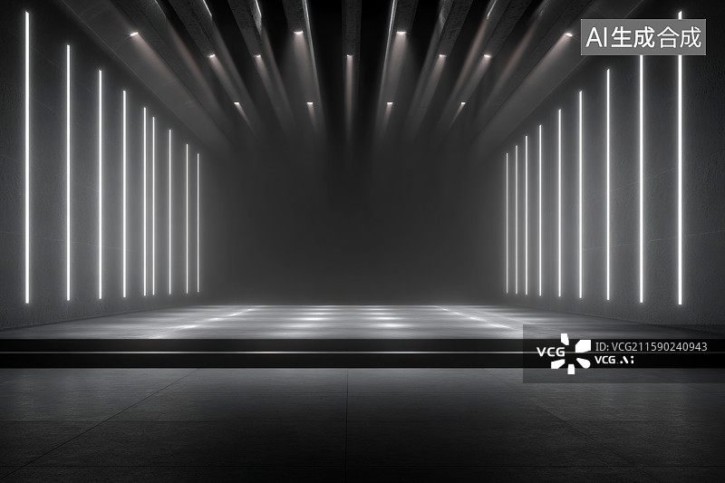 【AI数字艺术】未来感十足的隧道景象图片素材