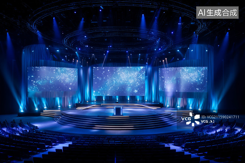 【AI数字艺术】华丽舞台与绚丽灯光图片素材