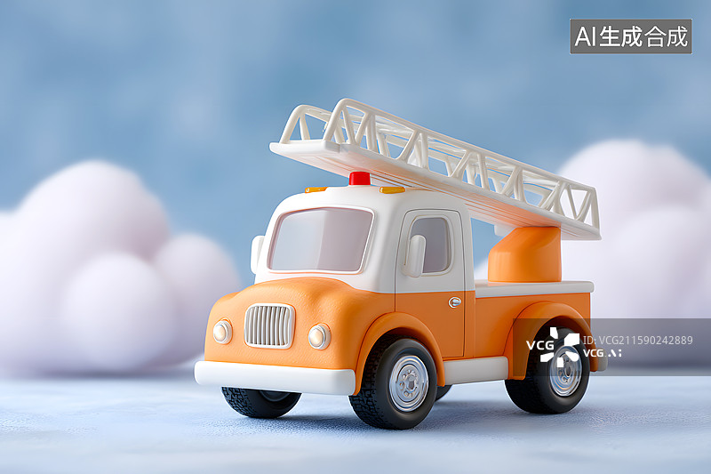 【AI数字艺术】一辆3D卡通消防车图片素材