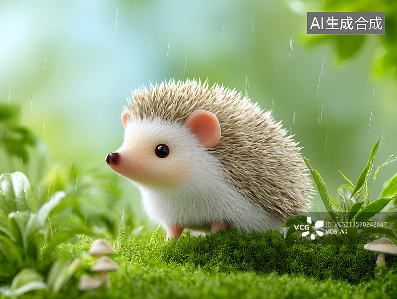 【AI数字艺术】森林中一只可爱的小刺猬图片素材