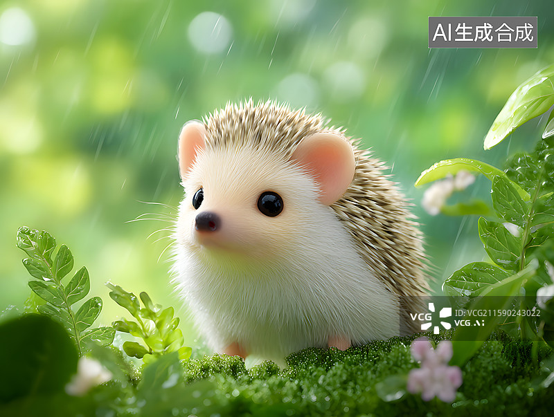 【AI数字艺术】森林中一只可爱的小刺猬图片素材
