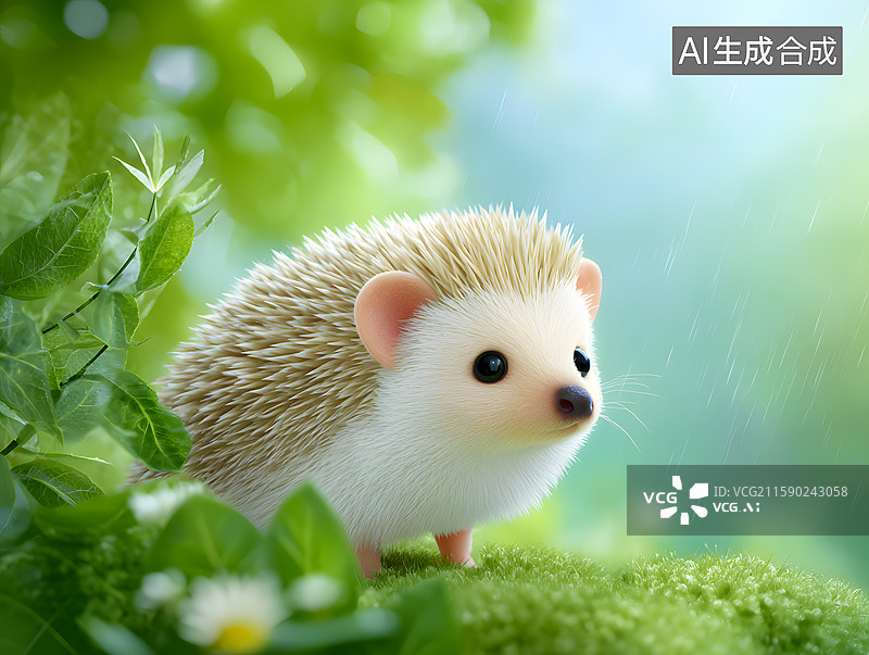 【AI数字艺术】森林中一只可爱的小刺猬图片素材
