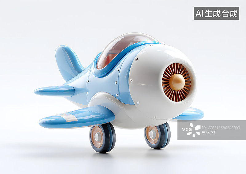 【AI数字艺术】一架蓝色卡通小飞机图片素材