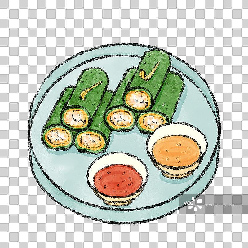 广州美食插画-绿米肠图片素材