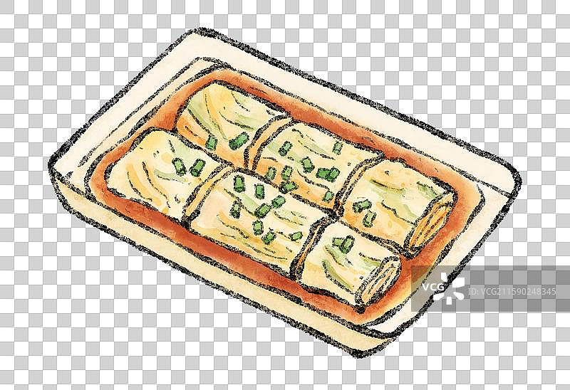 广州美食插画-肠粉图片素材