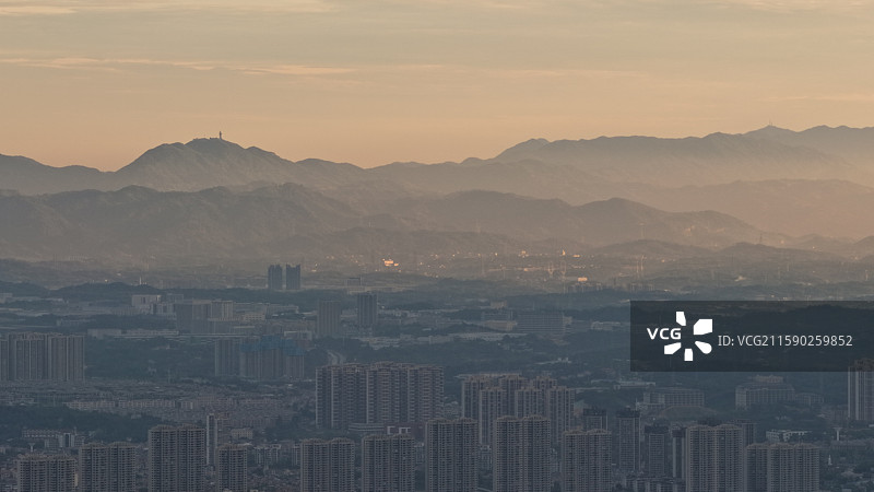 长沙市区全景 日出图片素材