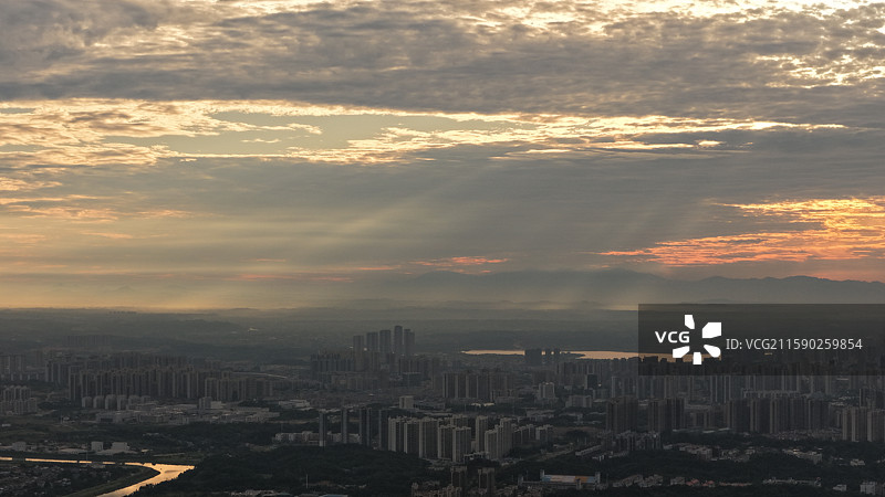 长沙市区全景 日出图片素材