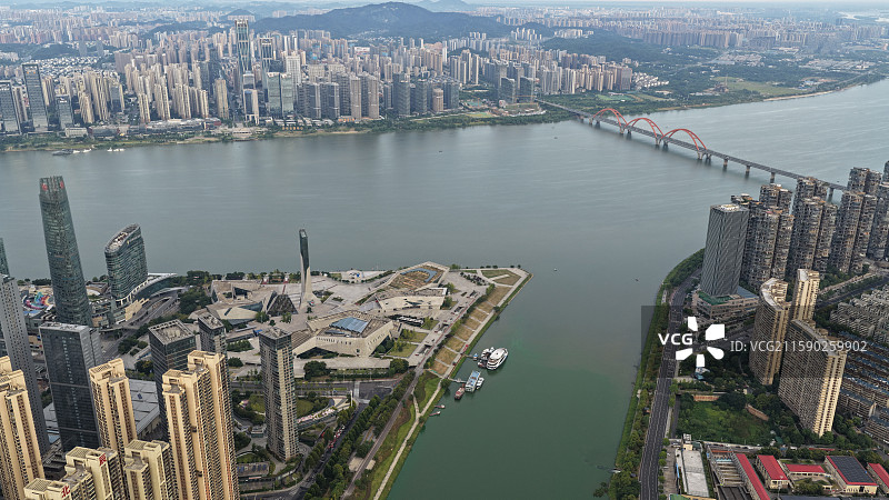 长沙浏阳河大桥 浏阳河风光带 市区全景图片素材